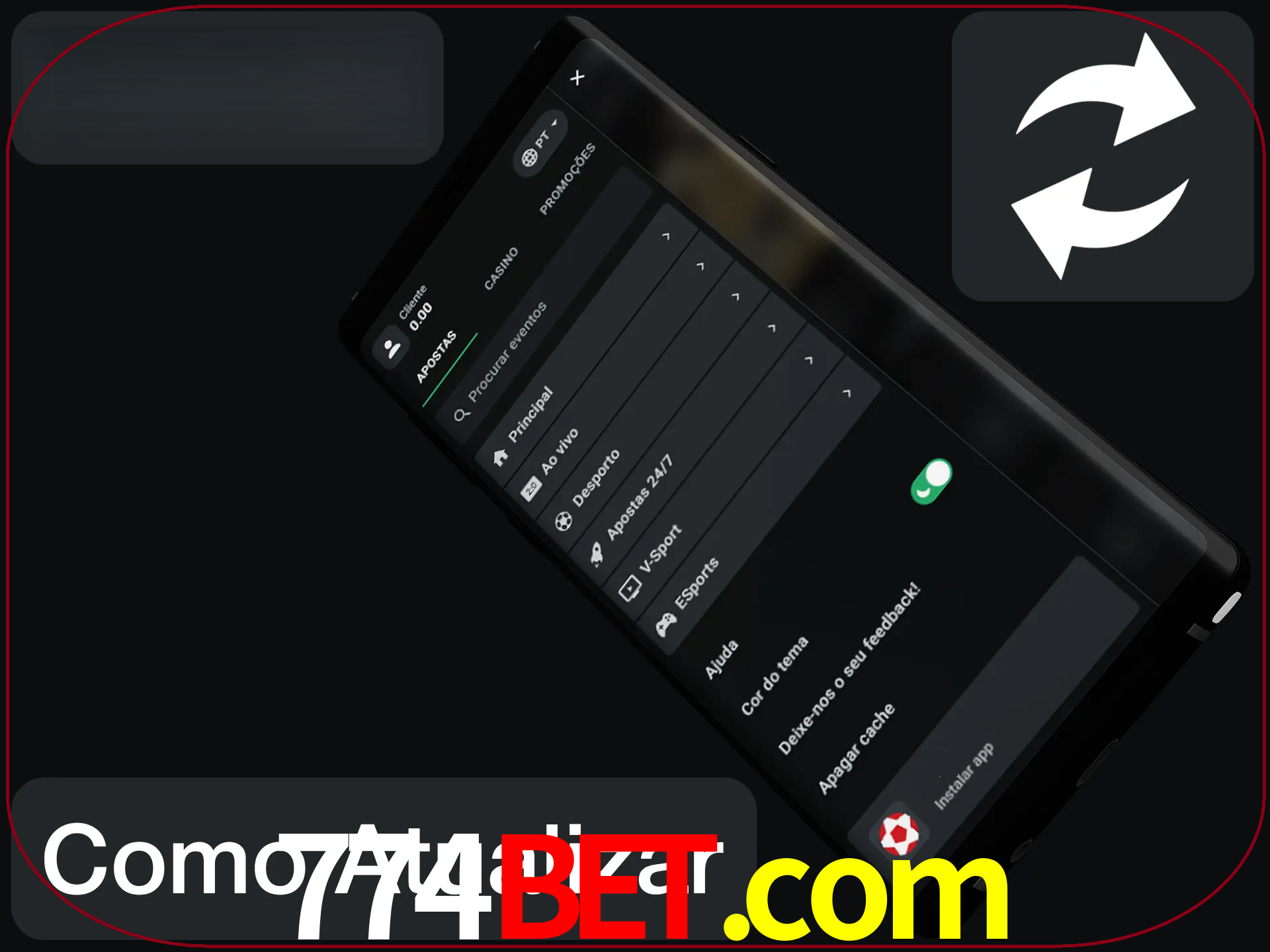 O aplicativo é atualizado automaticamente quando você faz o login.