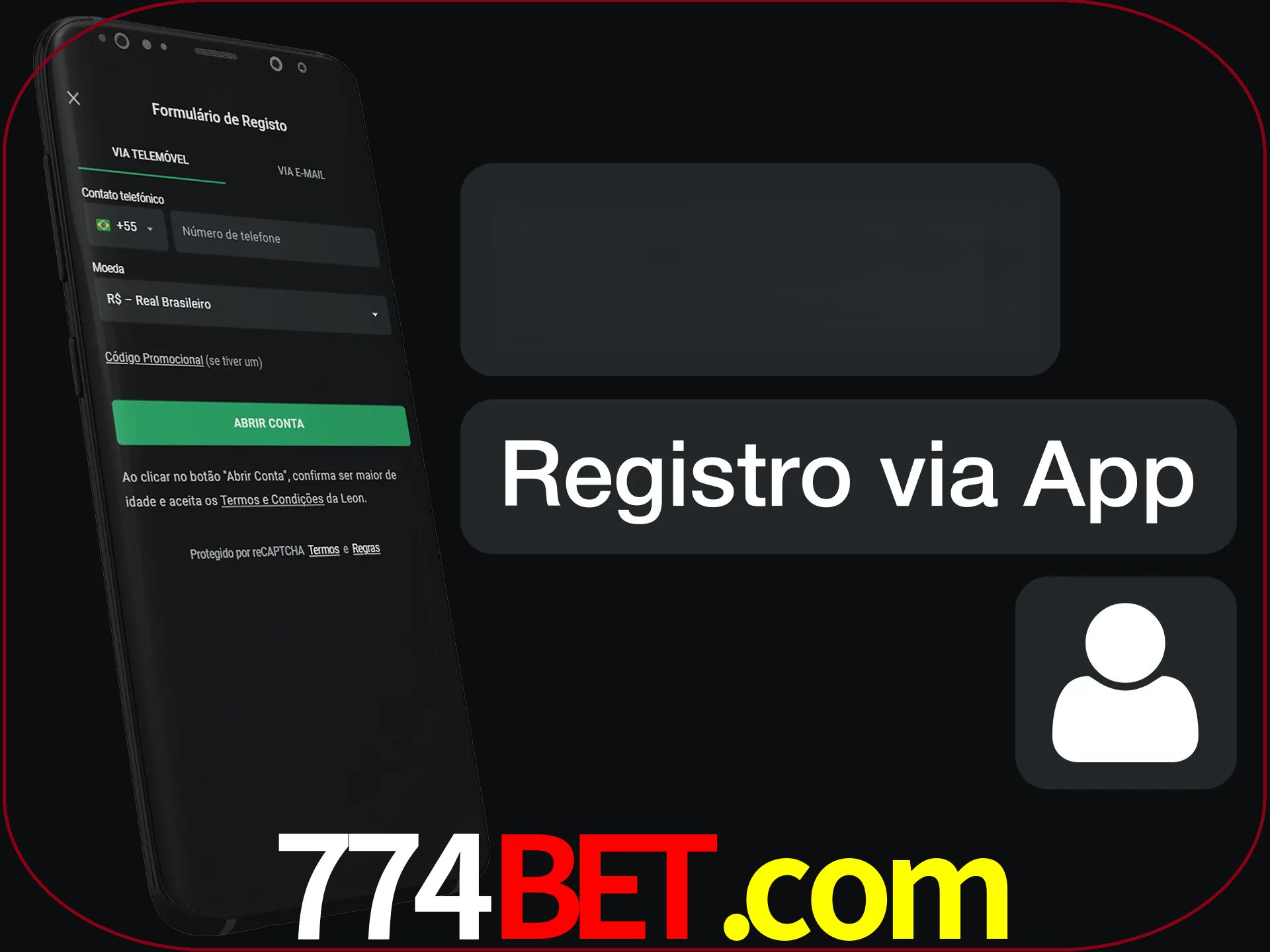 Registre-se com duas etapas usando o aplicativo.