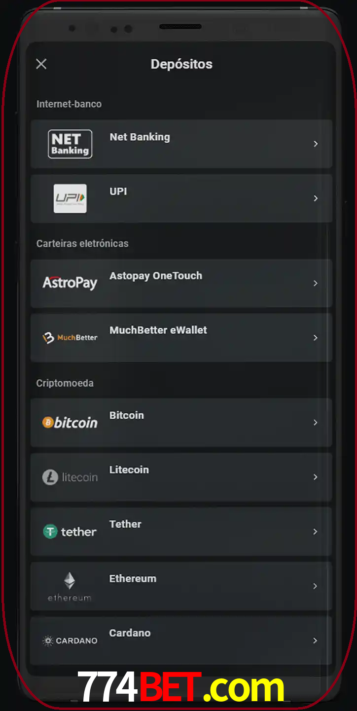 Você pode usar métodos alternativos de depósito.